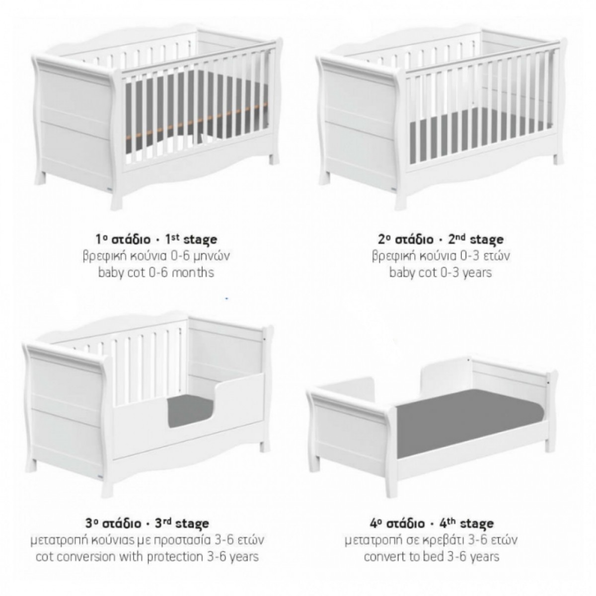 Casababy Oxford Βρεφικό Κρεβάτι Μετατρεπόμενο Σε Προεφηβικό