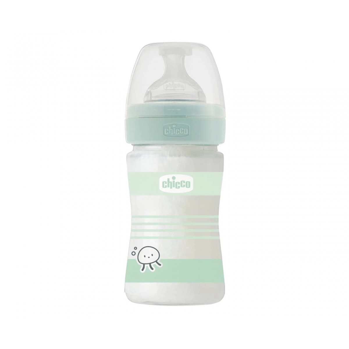 Chicco Μπιμπερό Γυάλινο Well Being 0m+ 150ml Σιλικόνης Unisex Green