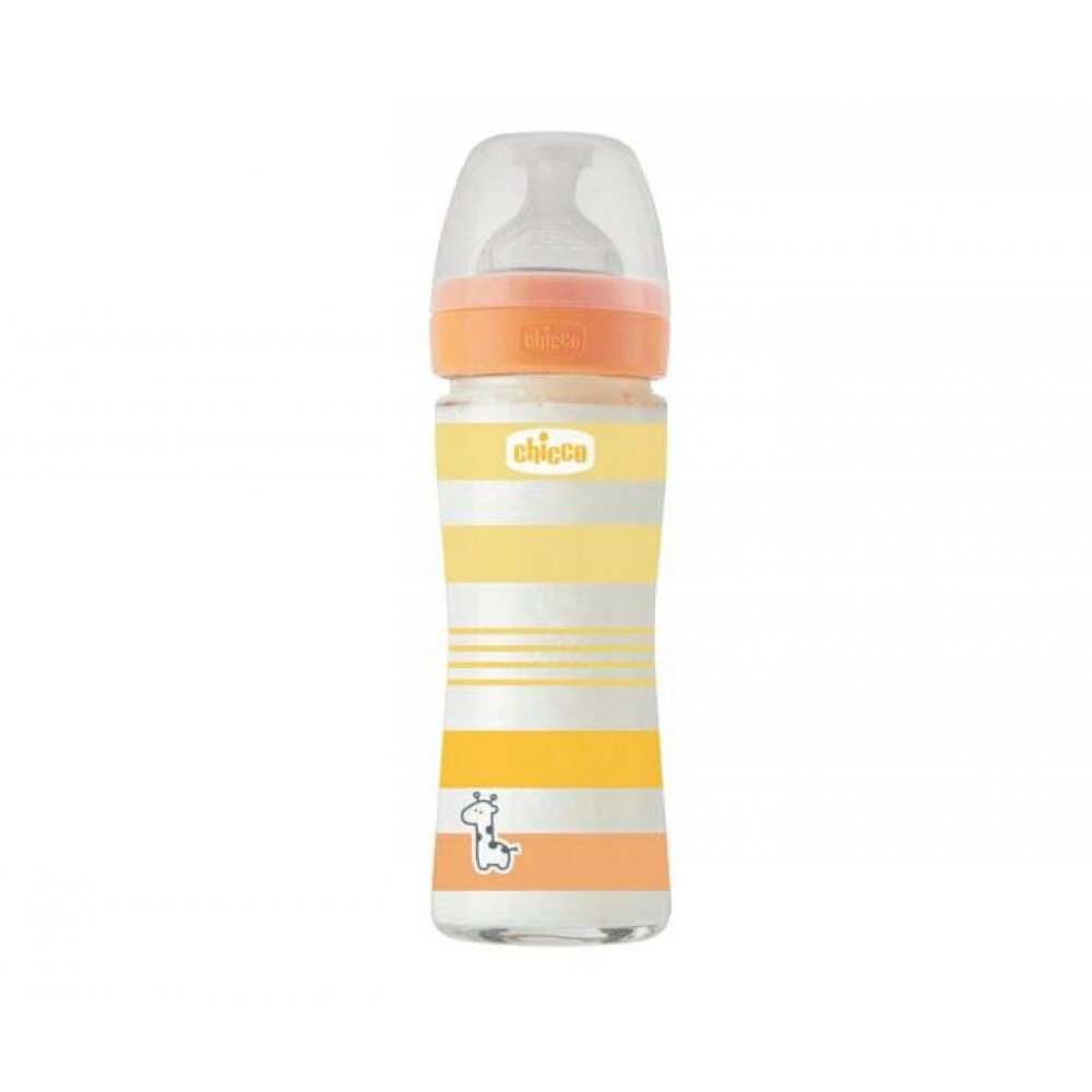 Μπιμπερό Γυάλινο Well Being 0m+ 240ml Σιλικόνης Unisex Chicco 