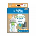 DrBrowns Μπιμπερό Γυάλινο Options+ Με Φαρδύ Λαιμό 150ml (2 τεμ)