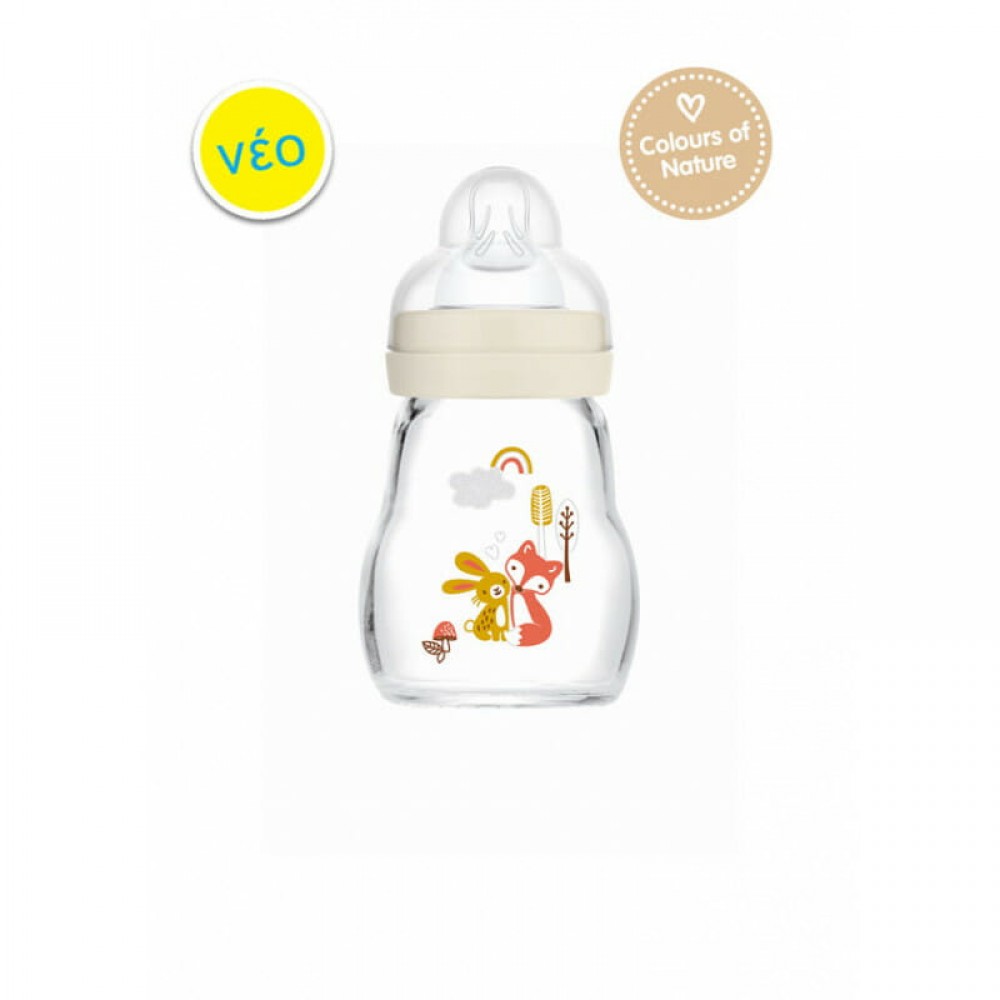 MAM Μπιμπερό Γυάλινο Feel Good 170ml – Συλλογή Forest 0m Κρεμ