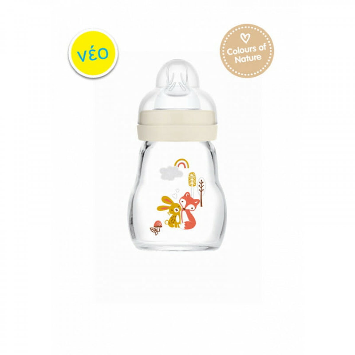 MAM Μπιμπερό Γυάλινο Feel Good 170ml – Συλλογή Forest 0m Κρεμ