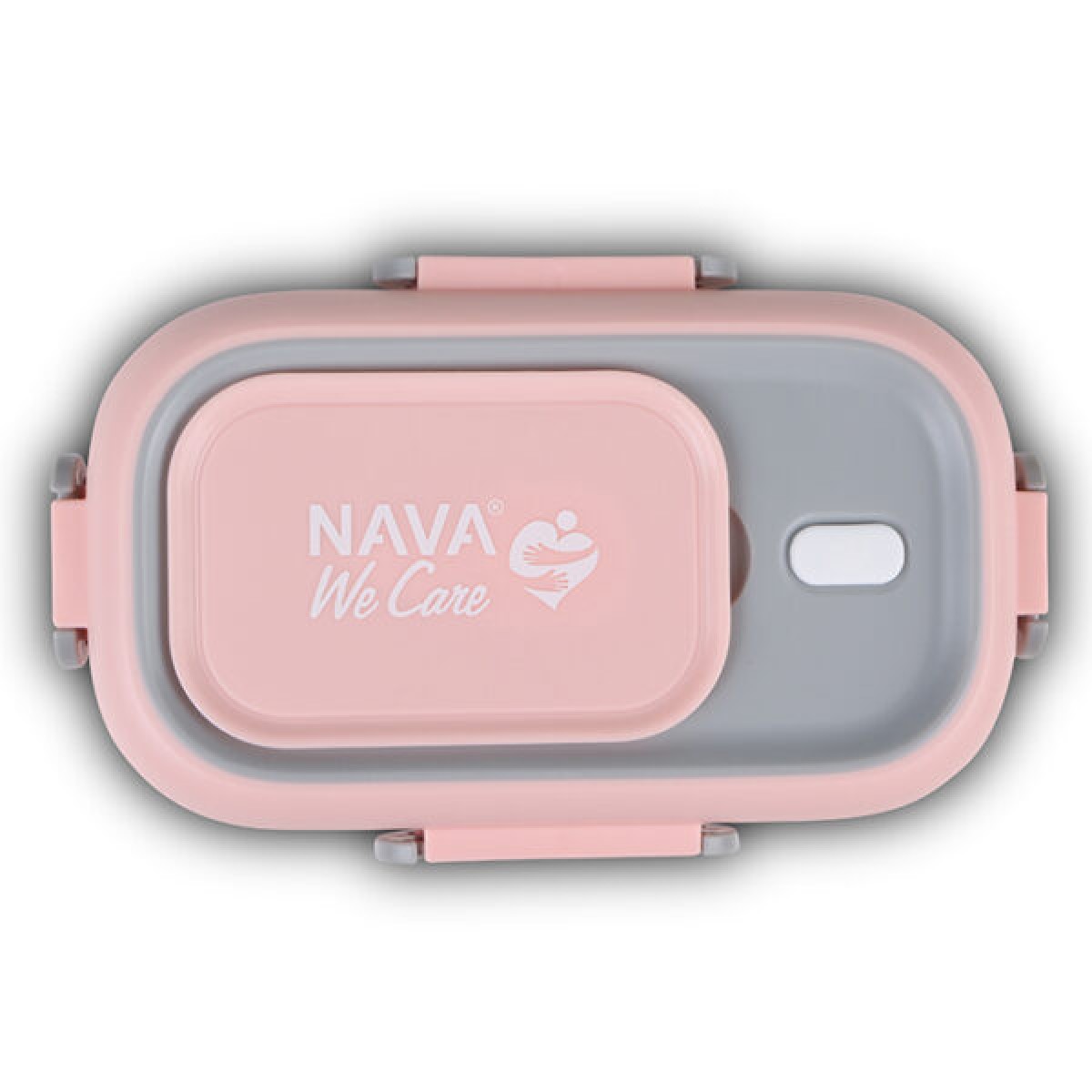 Nava We Care Lunchbox Δοχείο Φαγητού με Χωρίσματα Ανοξείδωτο Ορθογώνιο Ροζ 800ml