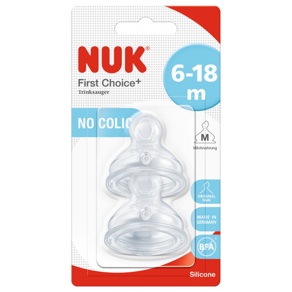 Nuk First Choice Plus Θηλές Σιλικόνης 2 τμχ 6-18 Μηνών  μεσαία οπή για (medium)