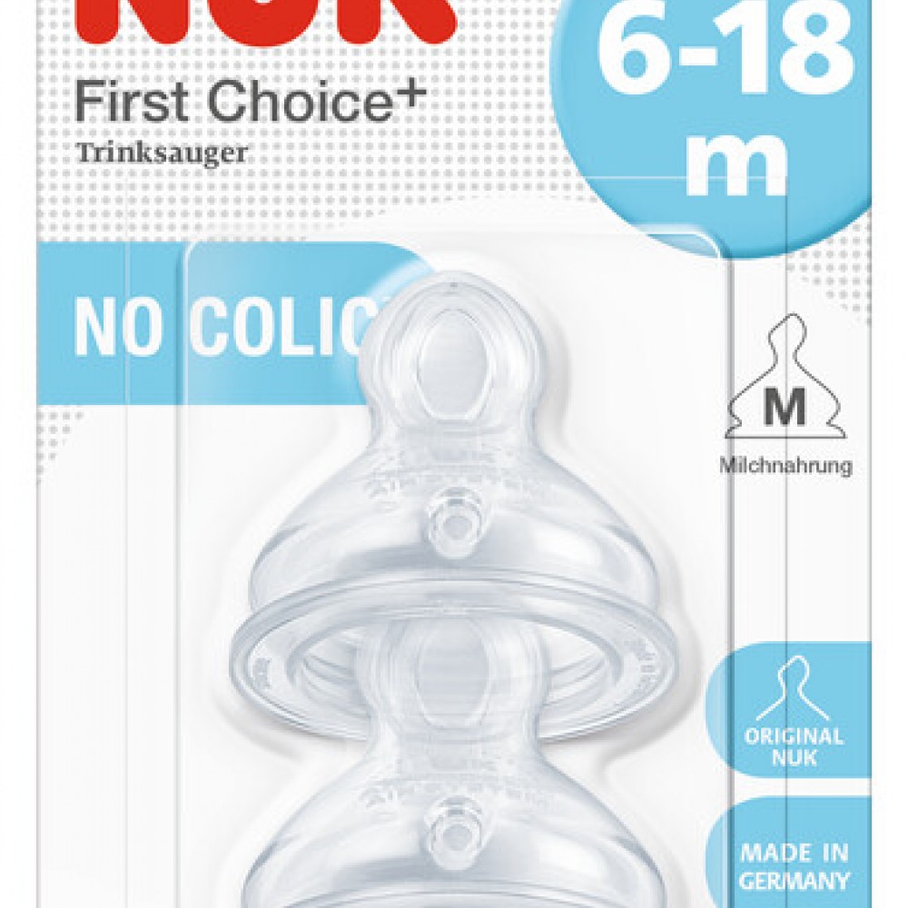 Nuk First Choice Plus Θηλές Σιλικόνης 2 τμχ 6-18 Μηνών  μεσαία οπή για (medium)