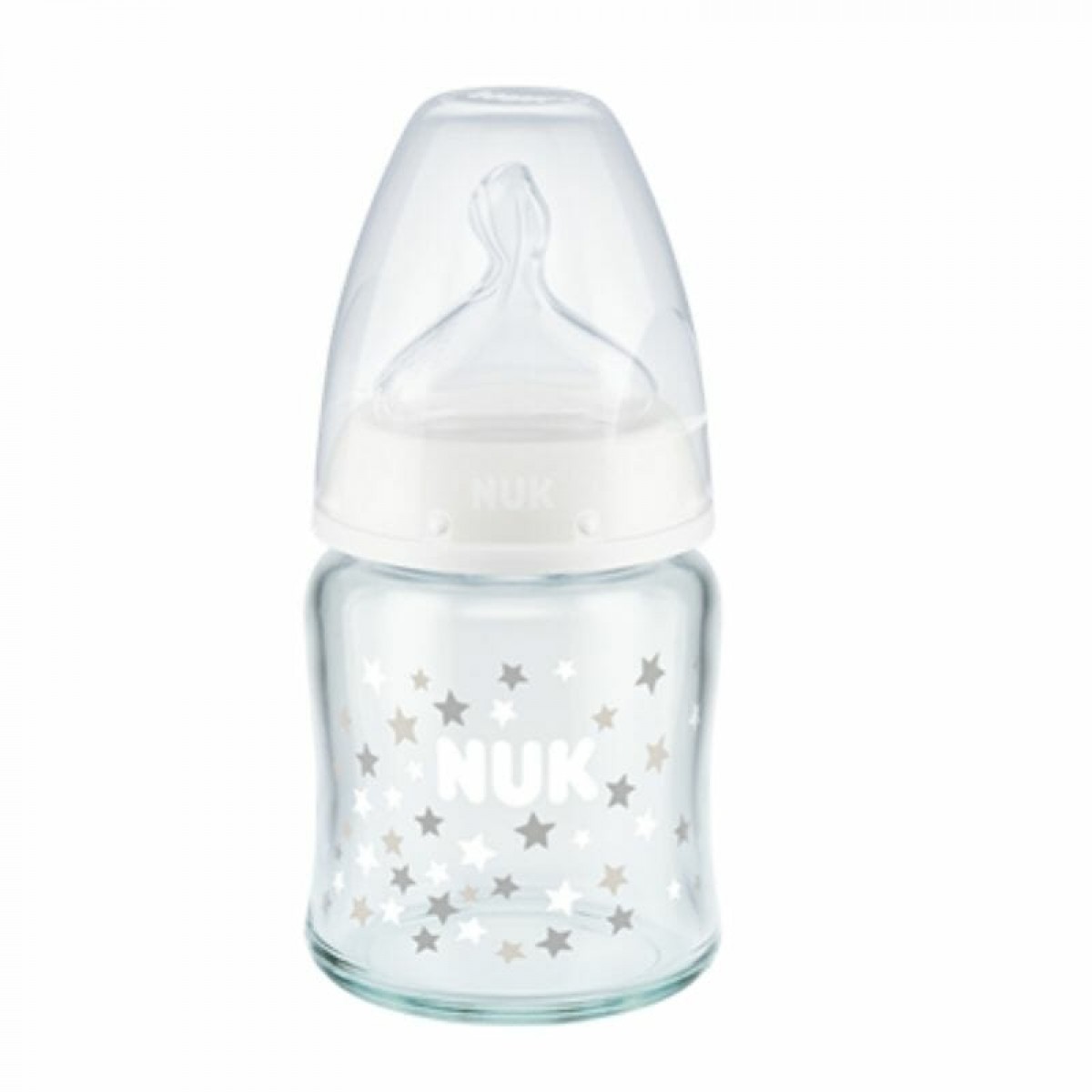 Nuk First Choice Plus Μπιμπερό Γυάλινο  με Θηλή Σιλικόνης 0-6m Λευκό 120ml