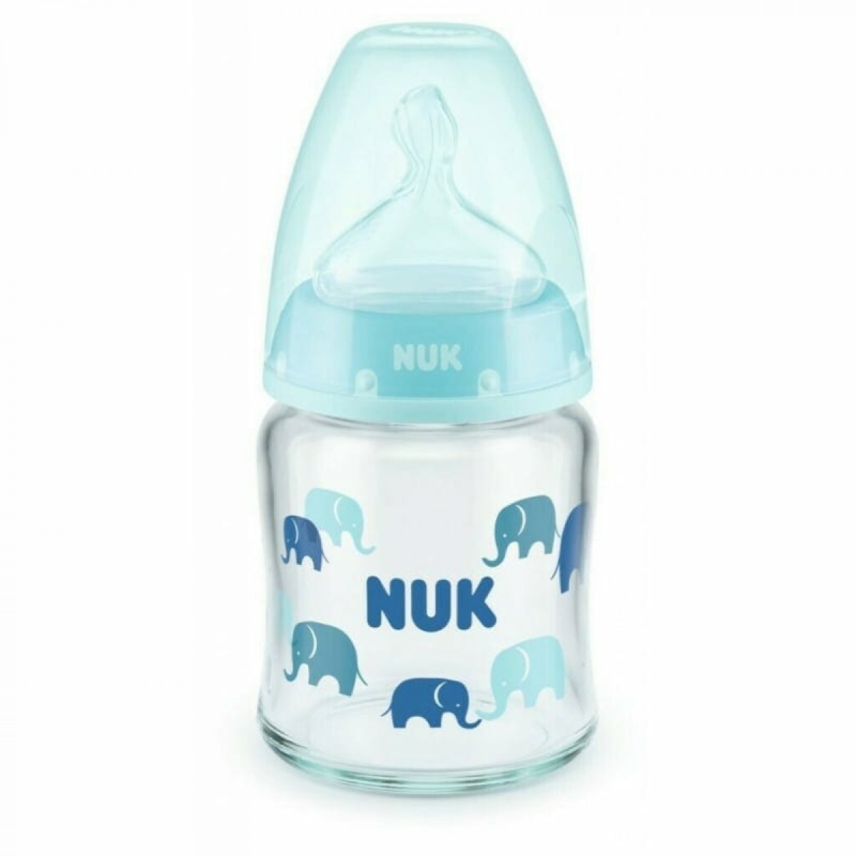 Nuk First Choice Plus Μπιμπερό Γυάλινο με Θηλή Σιλικόνης & Δείκτη Ελέγχου Θερμοκρασίας Μπλε 0-6m 120ml