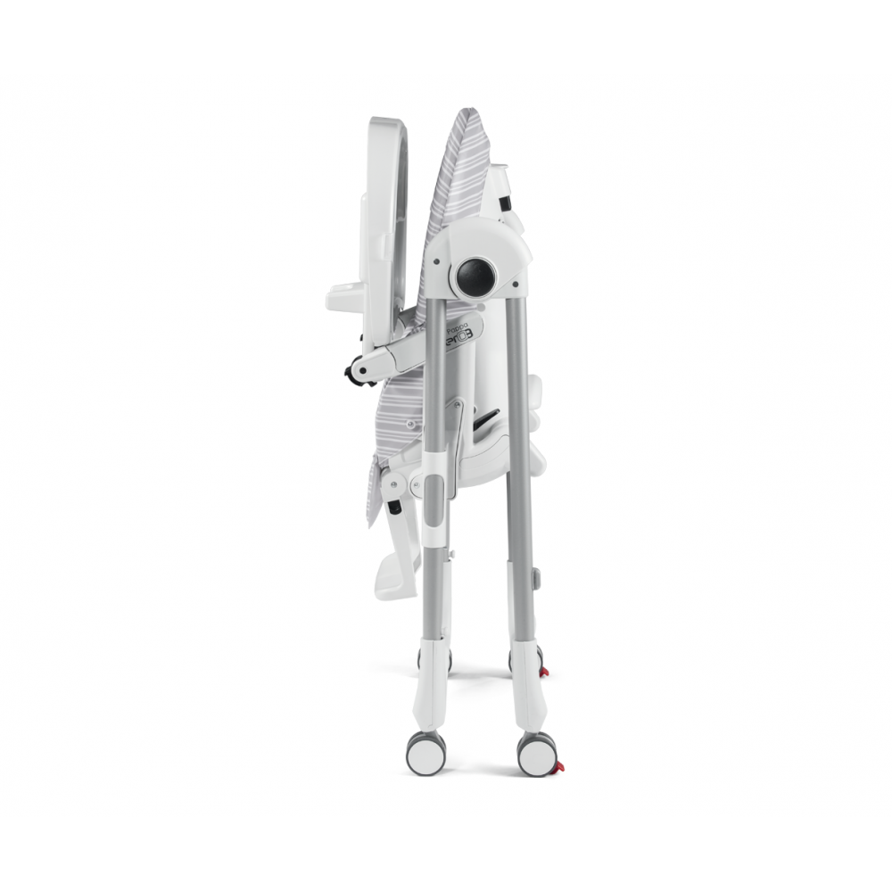 Peg Perego Prima Pappa Follow Me  Linear Grey κάθισμα φαγητού Κάθισμα από PVC και Δώρο η μπάρα παιχνιδιών