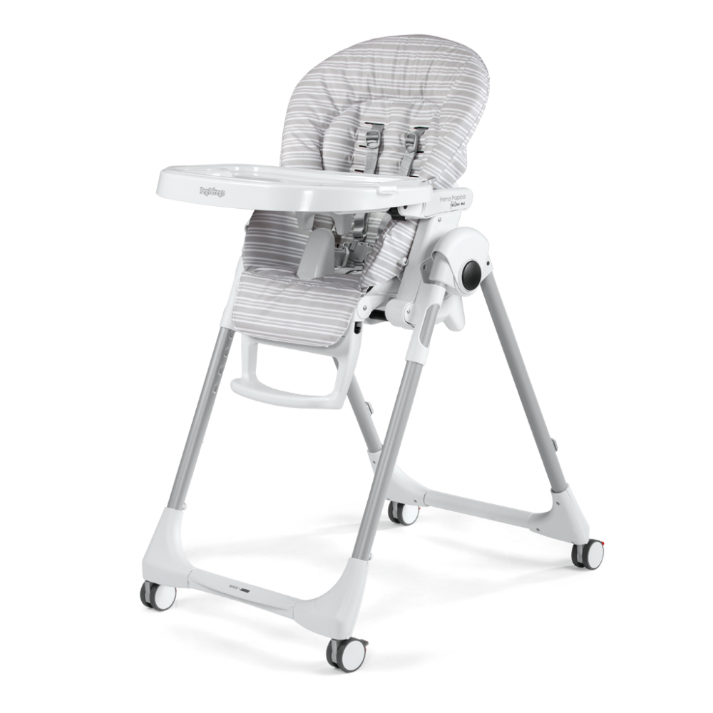 Peg Perego Prima Pappa Follow Me  Linear Grey κάθισμα φαγητού Κάθισμα από PVC και Δώρο η μπάρα παιχνιδιών