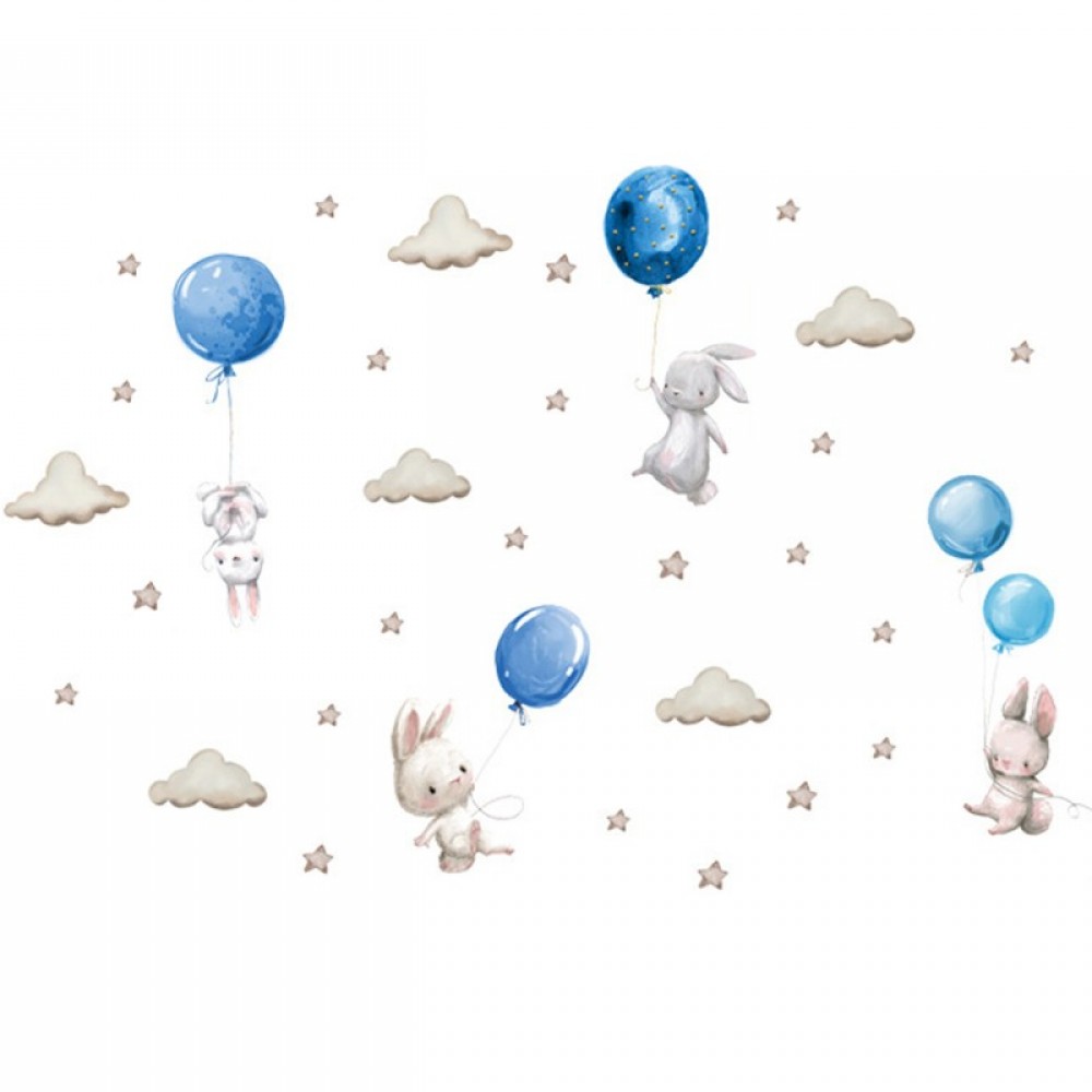 Sipo Wall Sticker Αυτοκόλλητα Για Τον Τοίχο Bunny Balloons Blue 