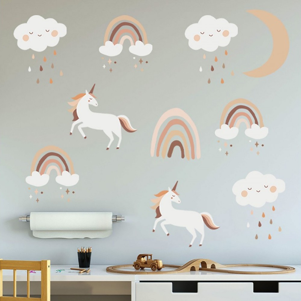 Sipo Wall Sticker Αυτοκόλλητα Για Τον Τοίχο Boho Rainbow Unicorn 