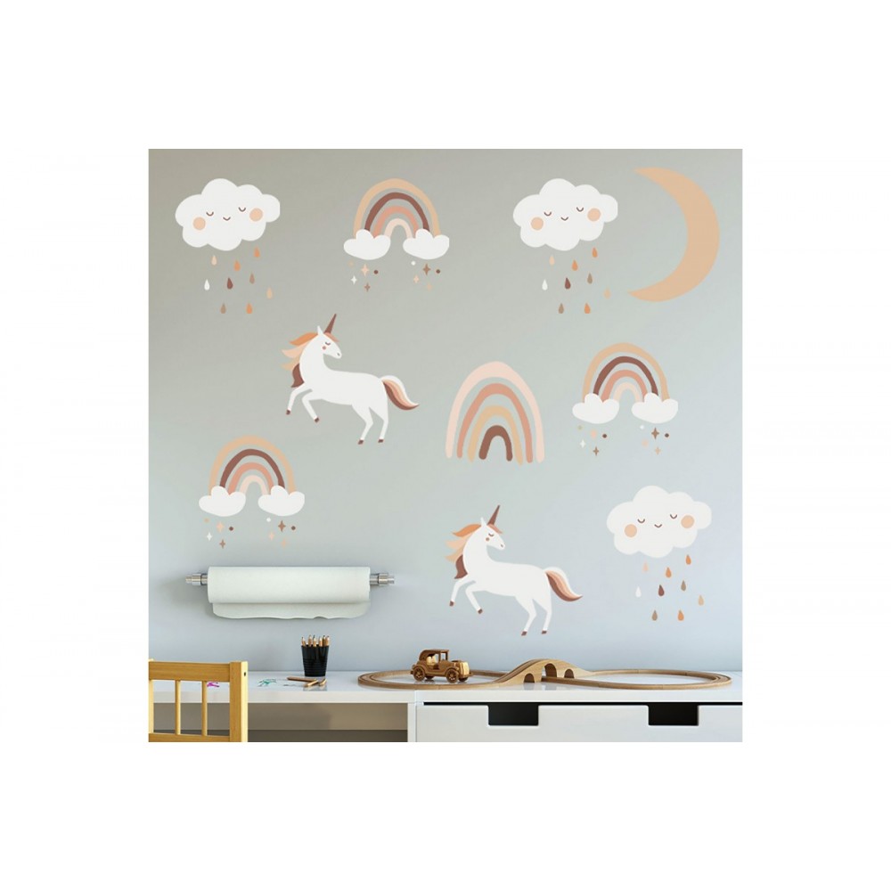 Sipo Wall Sticker Αυτοκόλλητα Για Τον Τοίχο Boho Rainbow Unicorn 