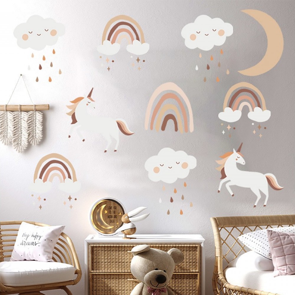 Sipo Wall Sticker Αυτοκόλλητα Για Τον Τοίχο Boho Rainbow Unicorn 