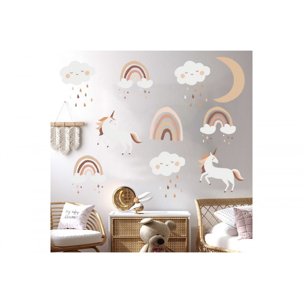 Sipo Wall Sticker Αυτοκόλλητα Για Τον Τοίχο Boho Rainbow Unicorn 