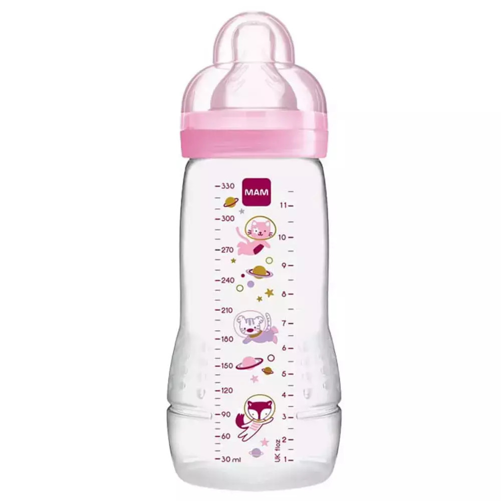 mam Μπιμπερό 330ml easy active baby bottle 4m+ροζ